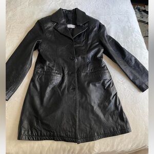 Black Leather Women's jacket / short Coat - Carolyn Bessette inspo